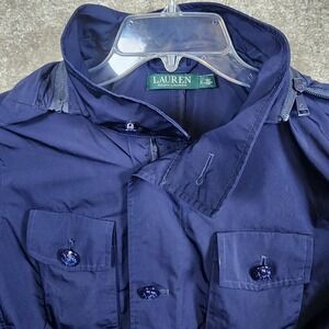 Lauren Ralph Lauren Button Up‎ Jacket Womens Size Small Blue Comfy Elastic Waist